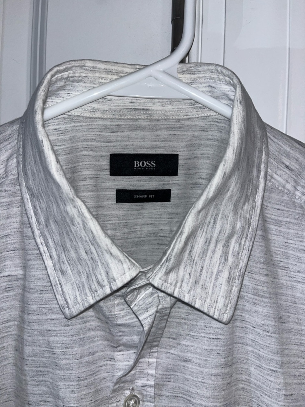 Beautiful Hugo Boss Black Label Woven Cotton SS Summer Casual shirt L Sharp Fit